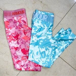 Under Armour Crop Leggings - Lot of 2 Pink and Teal Youth Medium